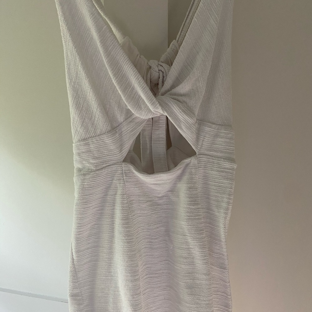 White Cut Out Tie Back Free People Linen Dress